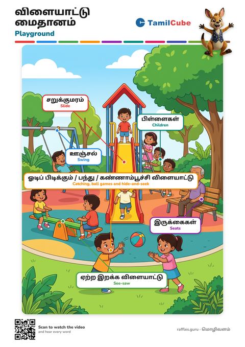 Tamil vocabulary poster: Playground